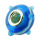 K Bead versilbert - blau mit hellblauem Streifen und abstehenden Punkten