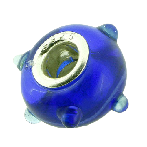K Bead versilbert - blau mit abstehenden Punkten