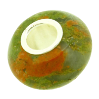 K Bead mit Silber - Halbedelstein Grün/Orange