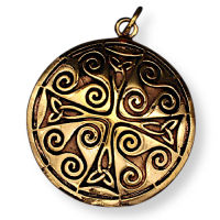 Bronzeanhänger - Keltisches Schild mit Triskele und Keltischem Knoten