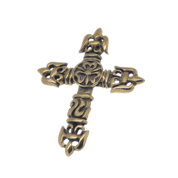 Bronze Pendant - Cross with Lilies