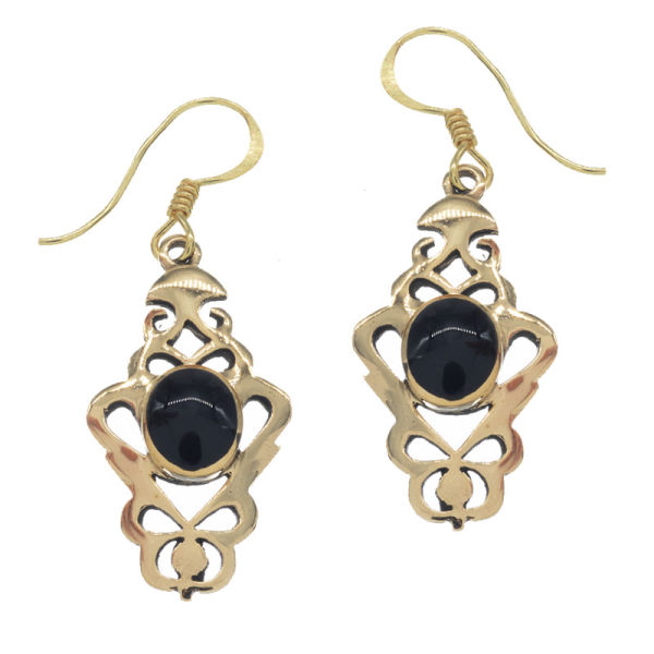 Bronzeohrringe mit Onyx