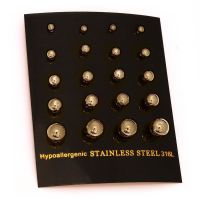 Edelstahlohrstecker Kugel SET 2 -goldfarben