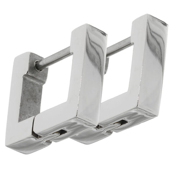 SQUARE stainless steel hinged hoop earrings poliert