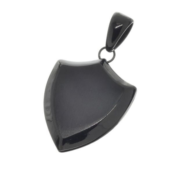 Edelstahlanhänger - Gravurplatte Wappen PVD-Schwarz matt -30 mm