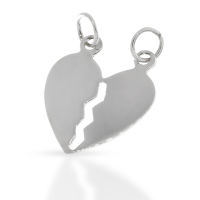 925 Sterling silver pendant - Two half hearts L