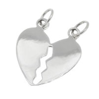 925 Sterling silver pendant - Two half hearts L