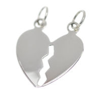 925 Sterling silver pendant - Two half hearts L