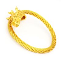 Edelstahldraht-Armreifen 6 mm mit Drachenkopf