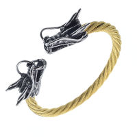 Stainless Steel Wire Bangle 6 mm with Dragon Head