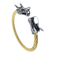 Stainless Steel Wire Bangle 6 mm with Dragon Head