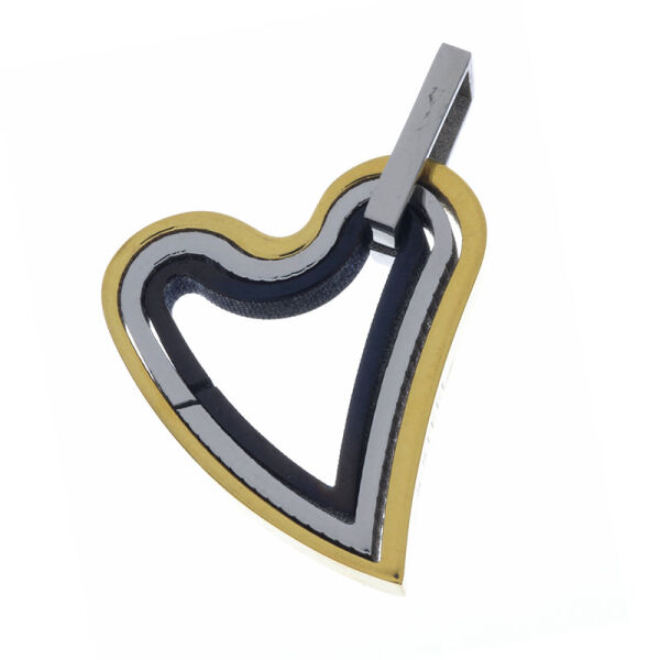 Stainless Steel Pendant – Three-Tone Heart with Layered Outlines
