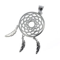 Stainless Steel Pendant - Dreamcatcher with three Feathers