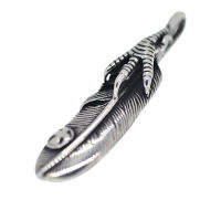 Stainless Steel Pendant - Feather with Claw