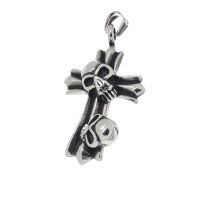 Edelstahlanhänger - Kreuz mit Totenköpfen