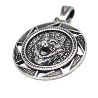 Edelstahlanhänger -  Wolfskopf Amulett "Fenrir"
