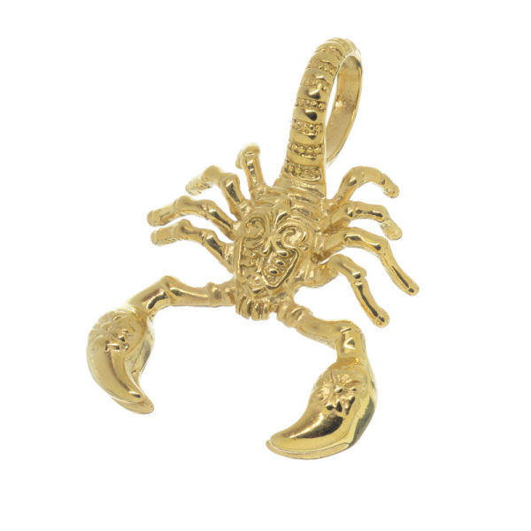 Edelstahlanhänger - Skorpion mit Verzierungen L-PVD-Gold