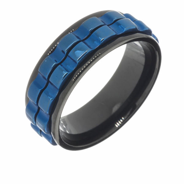 Stainless Steel Ring – Fidget Ring with Gears 68 (21,6 Ø) 12 US-PVD-Black