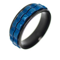 Stainless Steel Ring – Fidget Ring with Gears 68 (21,6 Ø) 12 US-PVD-Black
