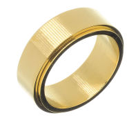 Stainless Steel Ring - Fidget Ring with Rotating Element PVD-Gold-60 (19,1 Ø) 09 US-8 mm
