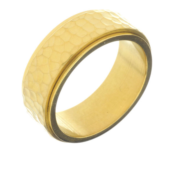 Stainless Steel Ring - Fidget Ring with a crafted rotating Element PVD-Gold-60 (19,1 Ø) 09 US