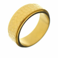 Stainless Steel Ring - Fidget Ring with a crafted rotating Element PVD-Gold-60 (19,1 Ø) 09 US