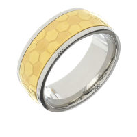 Edelstahlring – Spielring mit Wabenmuster Bicolor Stahl/PVD-Gold-60 (19,1 Ø) 09 US