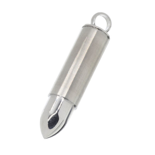 Edelstahlanhänger - Patrone 9 mm - zum Öffnen