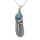 Stainless steel pendant - feather with embellishments and blue stone - Blue S