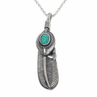 Feather with embellishments and turquoise stone - Turquoise S