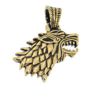 Edelstahlanhänger - Wolfskopf "Fenrir" PVD-Gold