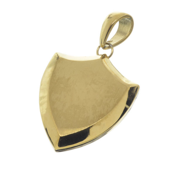 Edelstahlanhänger - Gravurplatte Wappen PVD-Gold matt -30 mm
