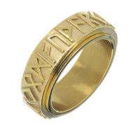Spielring aus Edelstahl - „Odin“ - 60 - PVD-Gold