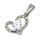 Stainless Steel Pendant – Heart with Large Decorative Stone and Side Accents