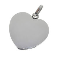 Stainless steel pendant engraving blank heart shape Steel-28 mm-1 mm-Glossy / Glossy