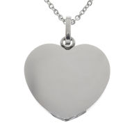 Stainless steel pendant engraving blank heart shape Steel-28 mm-1 mm-Glossy / Glossy