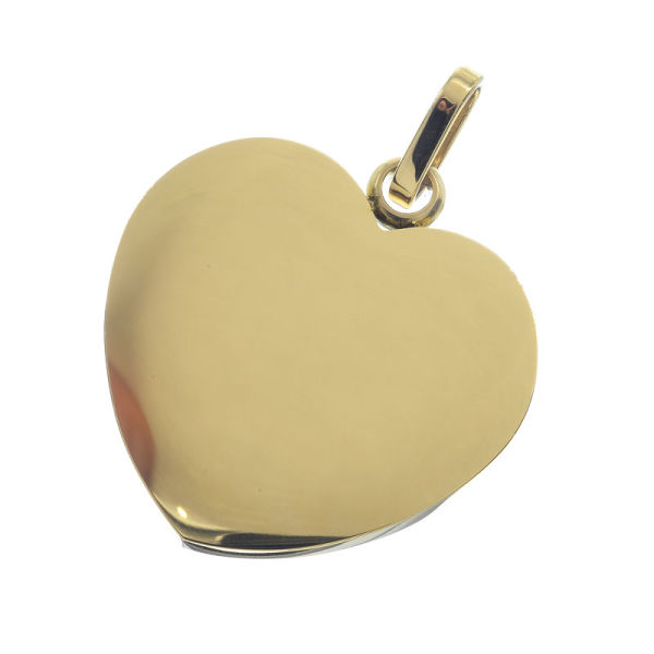 Stainless steel pendant engraving blank heart shape PVD-Gold-28 mm-1 mm-Glossy / Glossy