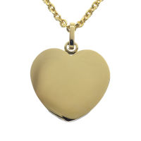 Stainless steel pendant engraving blank heart shape PVD-Gold-28 mm-1 mm-Glossy / Glossy