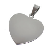 Stainless steel pendant engraving blank heart shape Steel-28 mm-1 mm-Glossy / Matt