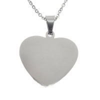 Stainless steel pendant engraving blank heart shape Steel-28 mm-1 mm-Glossy / Matt
