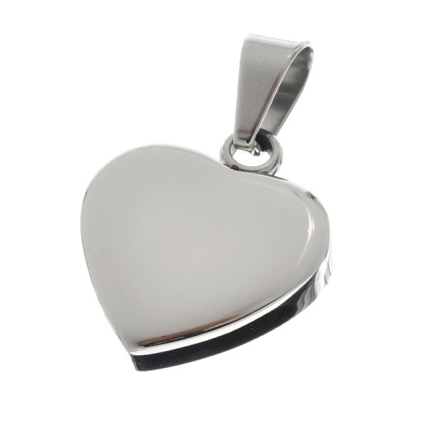 Stainless steel pendant engraving blank heart shape Steel-21 mm-3 mm-Glossy / Matt