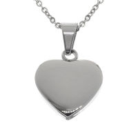 Stainless steel pendant engraving blank heart shape Steel-21 mm-3 mm-Glossy / Matt