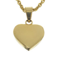 Edelstahlanhänger Gravurrohling Herzform - PVD-Gold - 21mm x 3mm - Glänzend / Matt