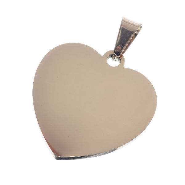 Stainless steel pendant engraving blank heart shape PVD-Rosegold-28 mm-1 mm-Glossy / Matt