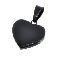 Stainless steel pendant engraving blank heart shape PVD-Black-21 mm-3 mm-Glossy / Matt