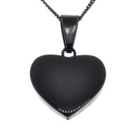 Stainless steel pendant engraving blank heart shape PVD-Black-21 mm-3 mm-Glossy / Matt