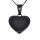 Stainless steel pendant engraving blank heart shape PVD-Black-21 mm-3 mm-Glossy / Matt
