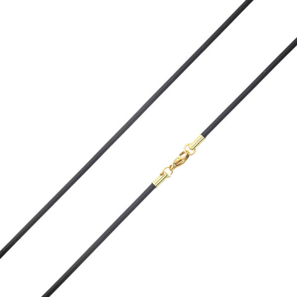 Vinyl Necklace - Black 2 mm-50 cm-PVD-Gold