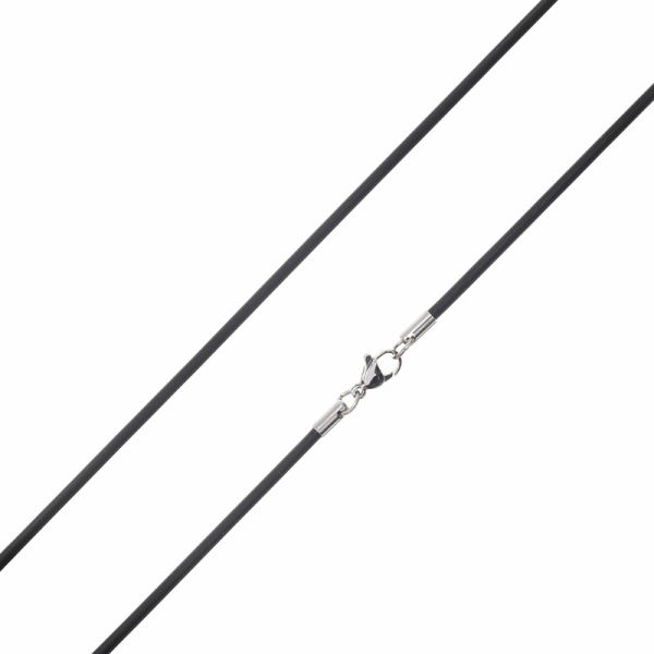 Vinyl Necklace - Black 3 mm-42 cm-Steel