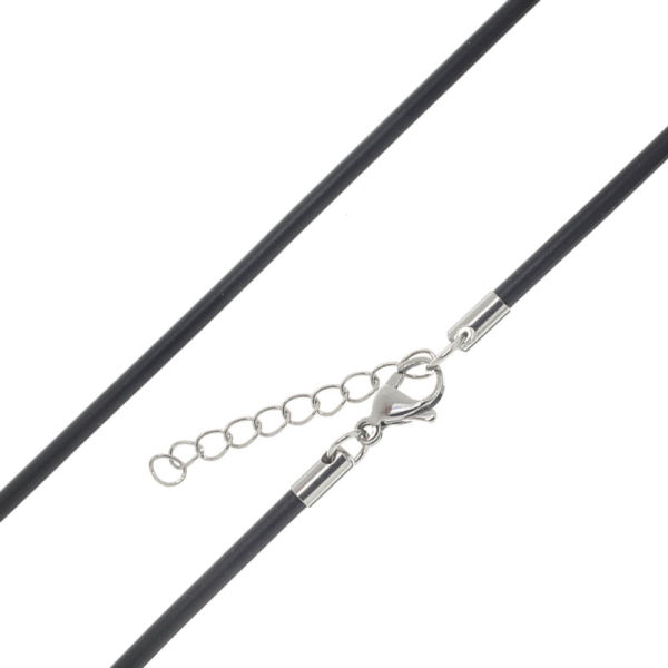 Vinyl Necklace - Black 3 mm-45 cm-Steel